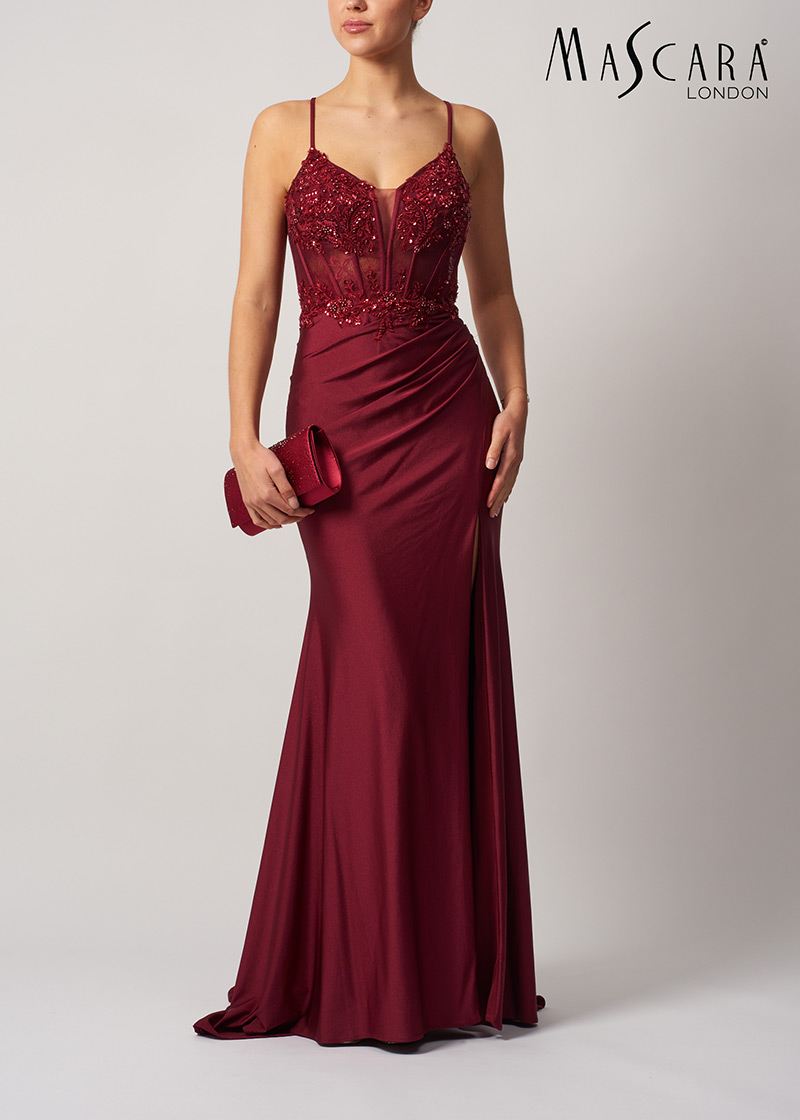open lace back dress Mascara emerald green prom dress Ballgown MC12306 – Deja Elite Boutique main image 1